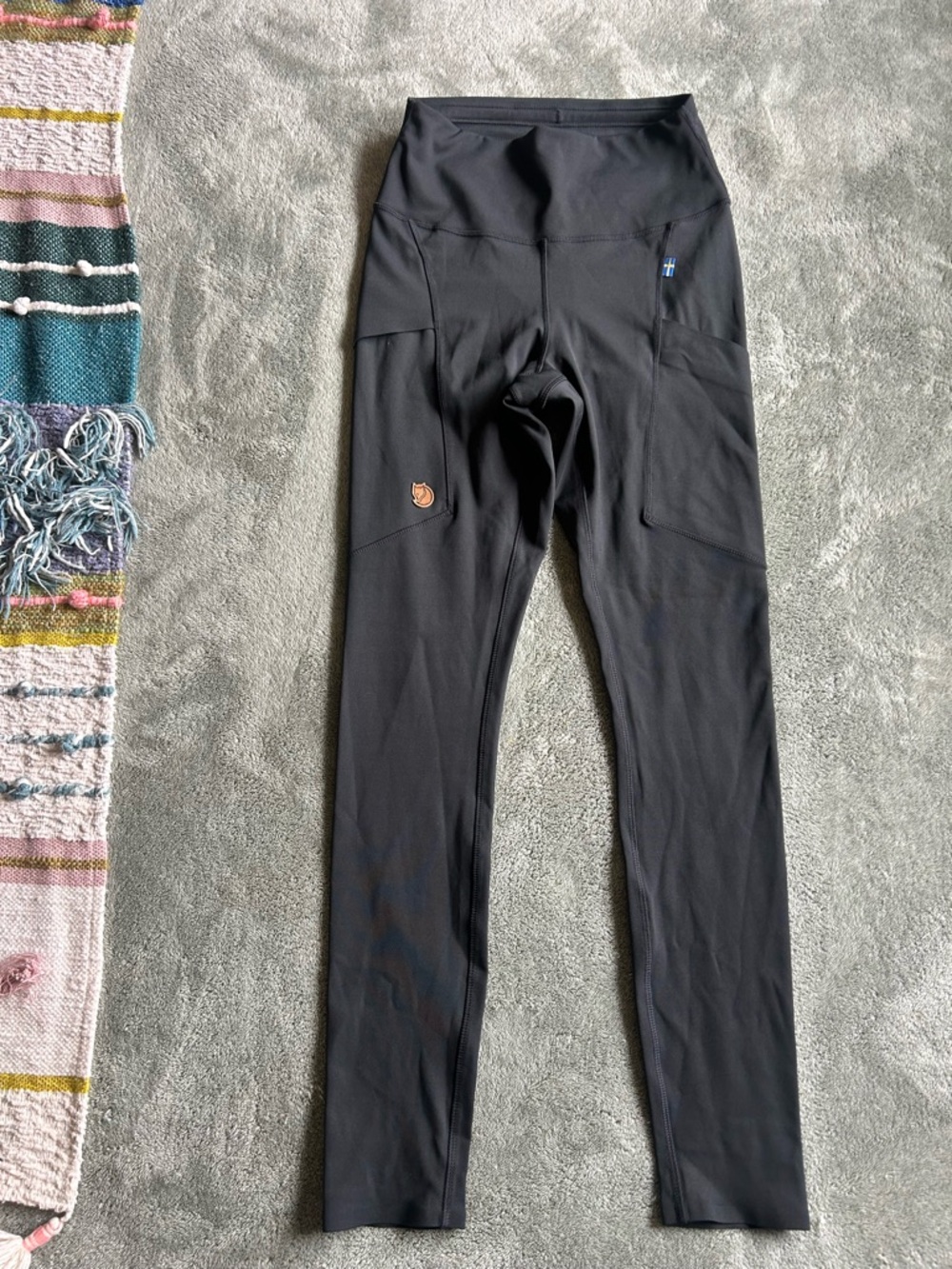 Fjallraven Black High-Waist Performance Leggings with Logo